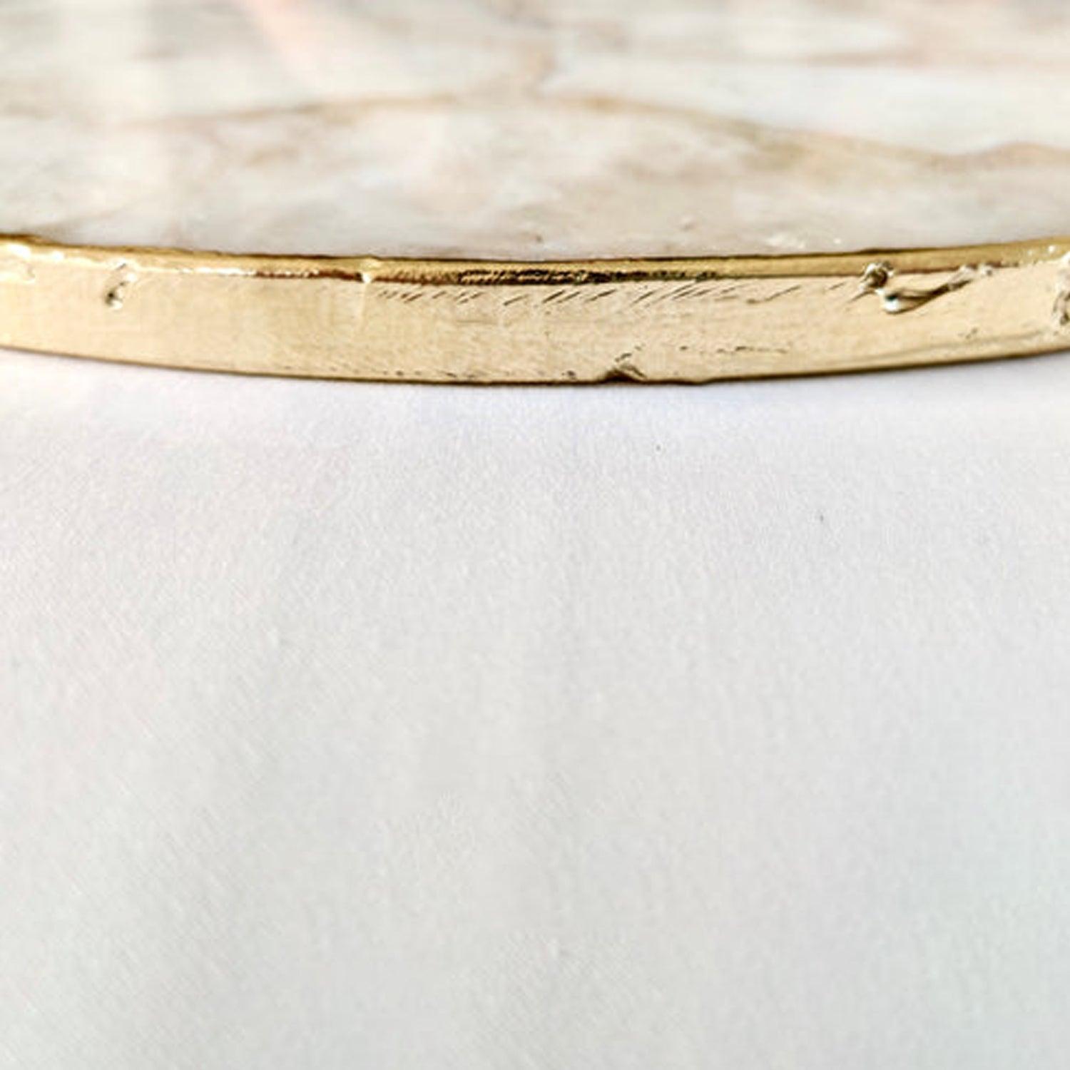 White Crystal Agate Cheese Platter/Tray | Circular | - PRHOMZ