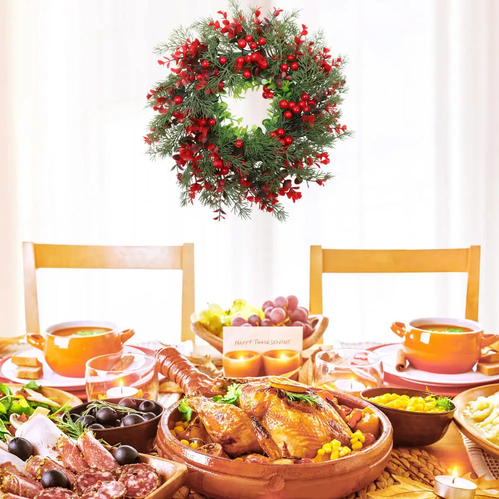 Winter Berry Christmas Wreath - Large Eucalyptus Garland-2