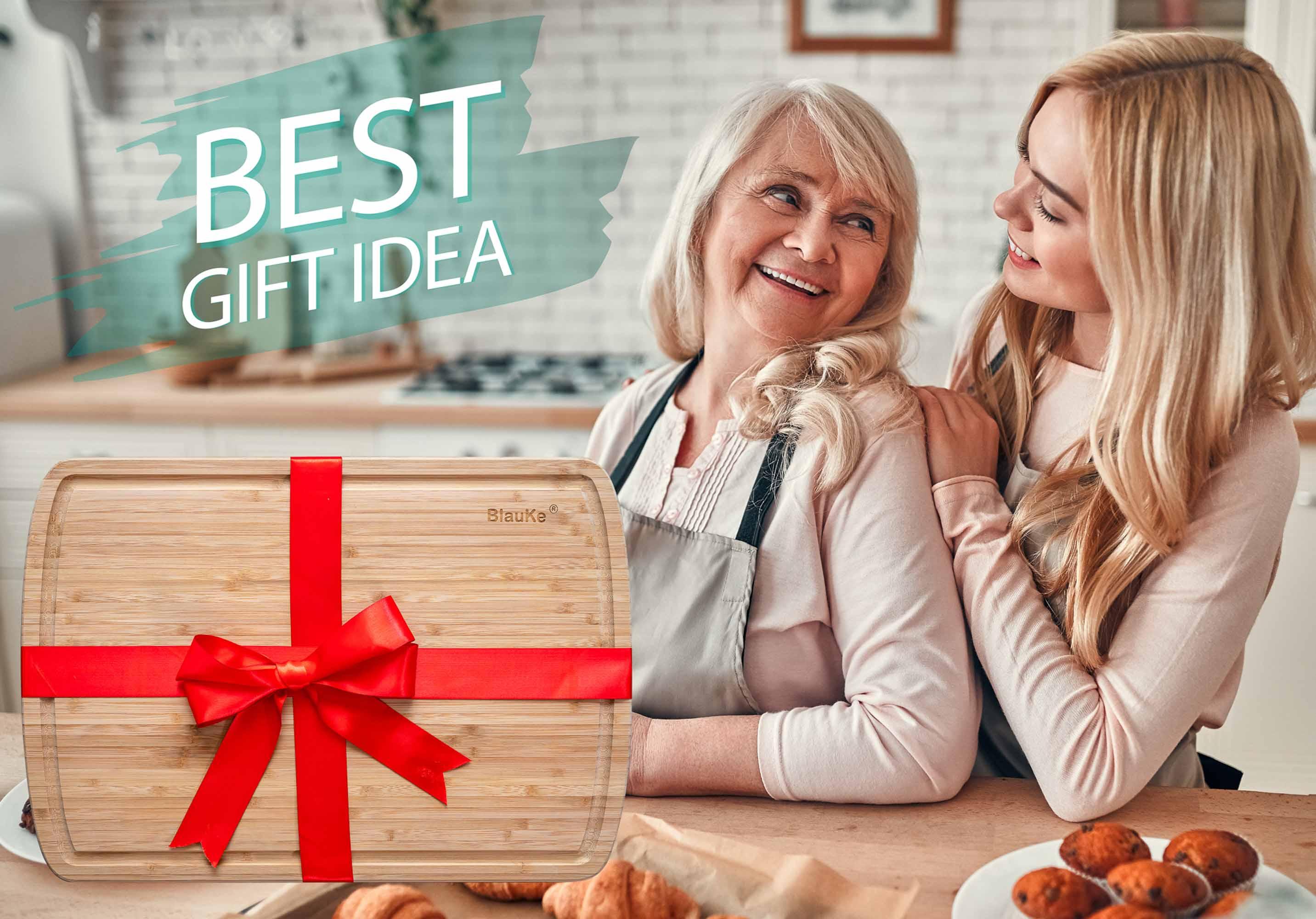 Extra Large Wood Cutting Board 18x12 inch - Butcher Block with Juice Groove, Serving Tray - Wooden Chopping Board for Kitchen - PRHOMZ