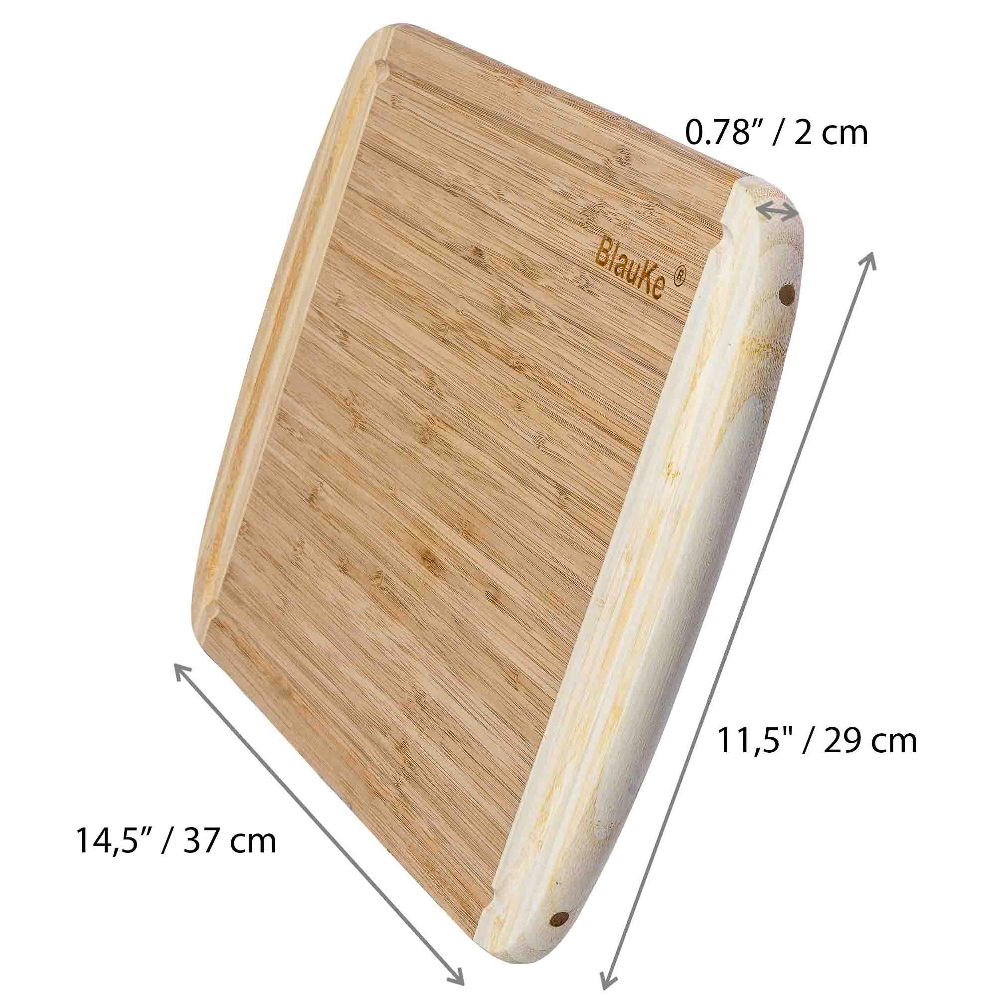 Large Wood Cutting Board for Kitchen 14x11 inch - Bamboo Chopping Board with Juice Groove - Wooden Serving Tray - PRHOMZ