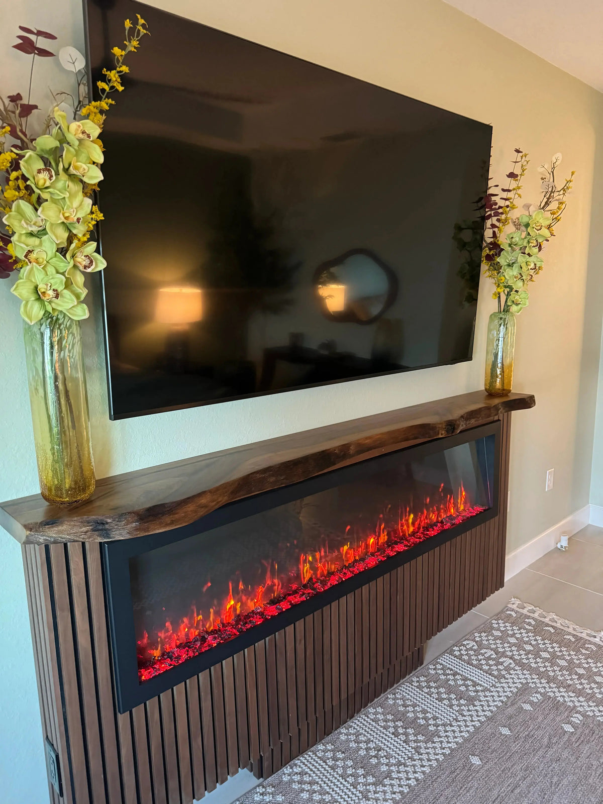 Custom Live Edge Walnut Wood Mantel Shelf