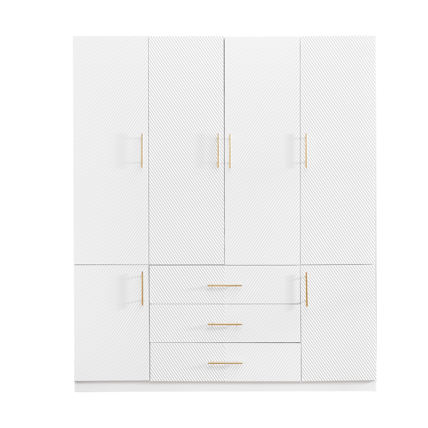74.2" Tall White Wardrobe Closet with 4 Doors, 3 Drawers, Shelves & Hanging Rod – Freestanding Storage Cabinet for Bedroom or Bathroom Clothes Organization - PRHOMZ