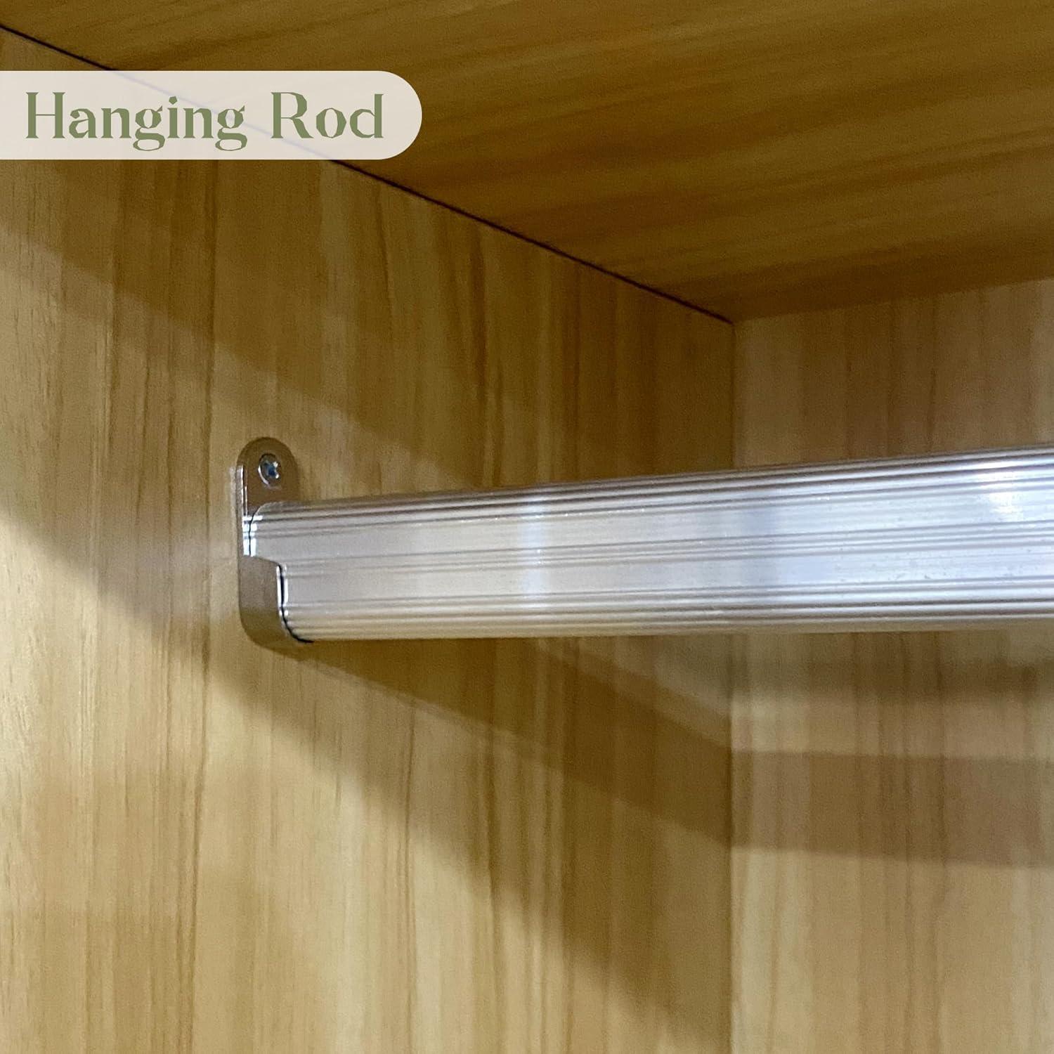 Stylish Armoire Wardrobe Closet with Hanging Rod, 3 Drawers & Storage Cabinets | Modern 3-Color Door Design - PRHOMZ