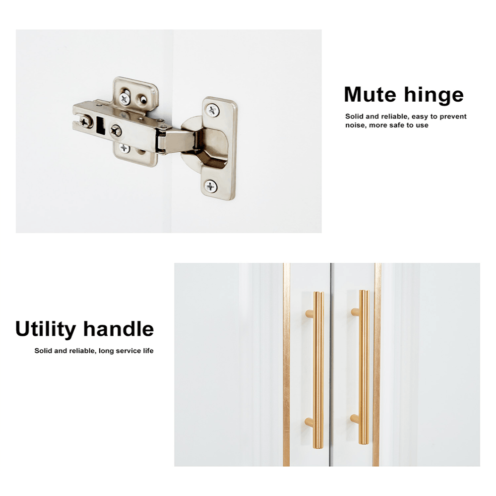 74” Tall White 3-Door Wardrobe Closet with Drawers by LivelyLodge | Freestanding Bedroom Armoire & Clothes Storage Cabinet with Hanging Rod and Shelves - PRHOMZ