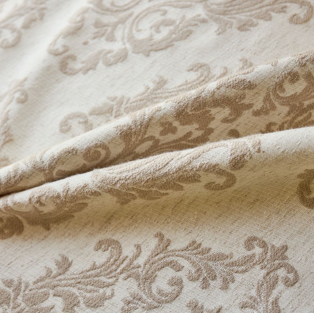 Yoona Neutral Beige Damask Jacquard Custom Curtains