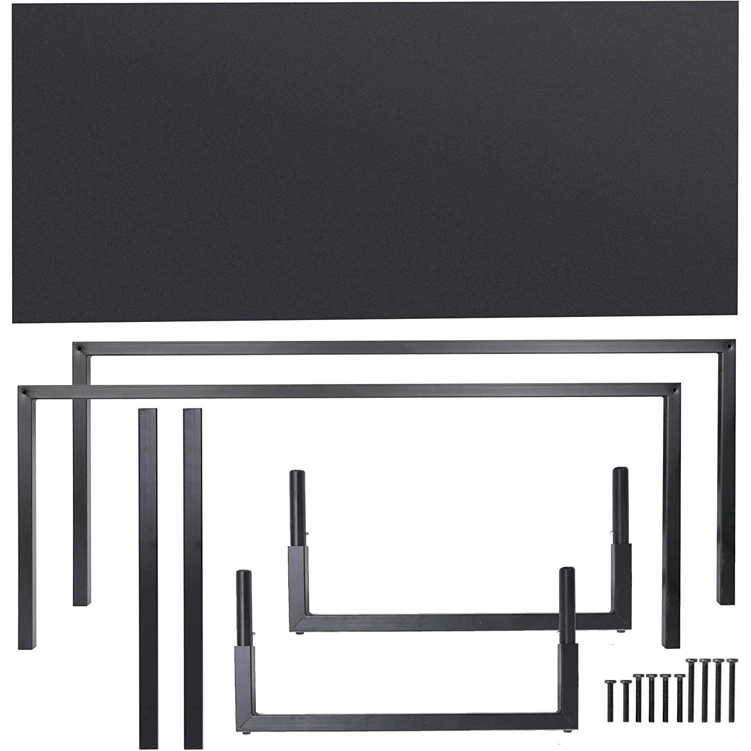 Black Metal Frame Wood Top Modern Home Office Laptop Computer Desk Writing Table - PRHOMZ