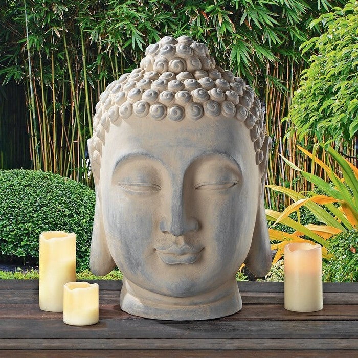 Zen Garden Outdoor Buddha Head Statue-1