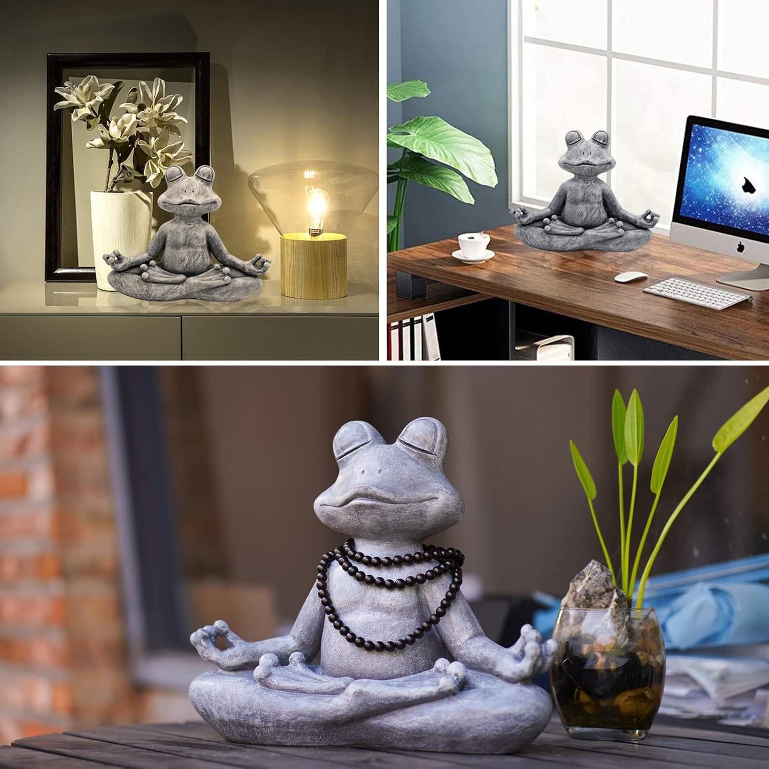 Zen Garden Meditating Yoga Frog Statue-2