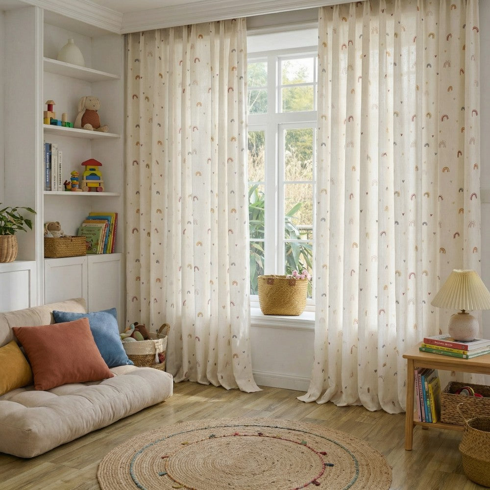 Zeel Colorful Rainbow Semi Sheer Curtains