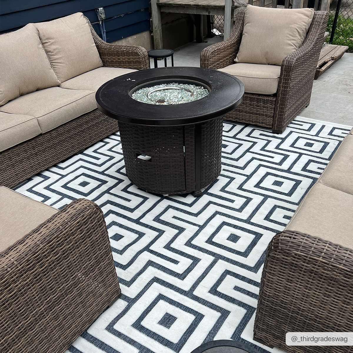 Zevi Blue Outdoor Rug - Clearance - PRHOMZ