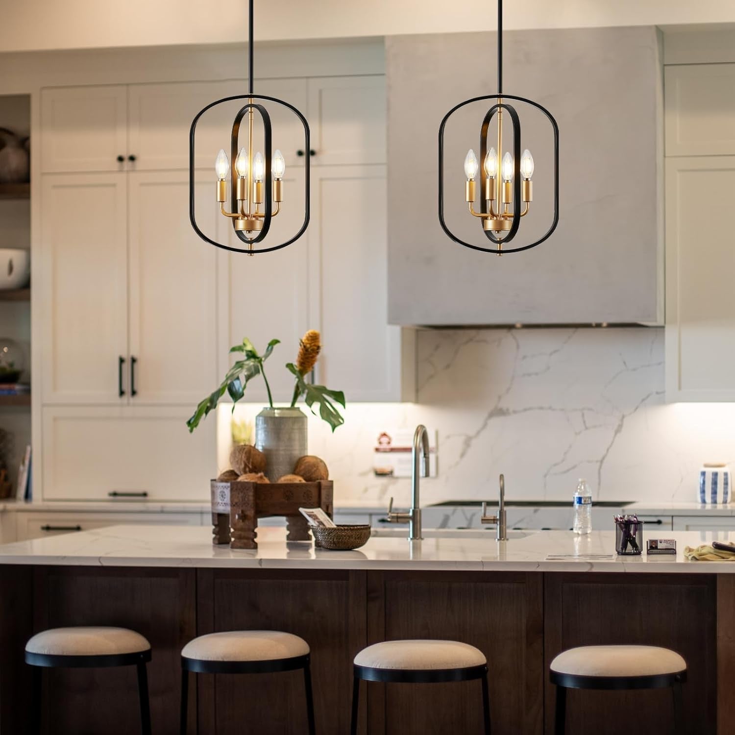 Black And Gold Adjustable Chandelier Light Fixture-3