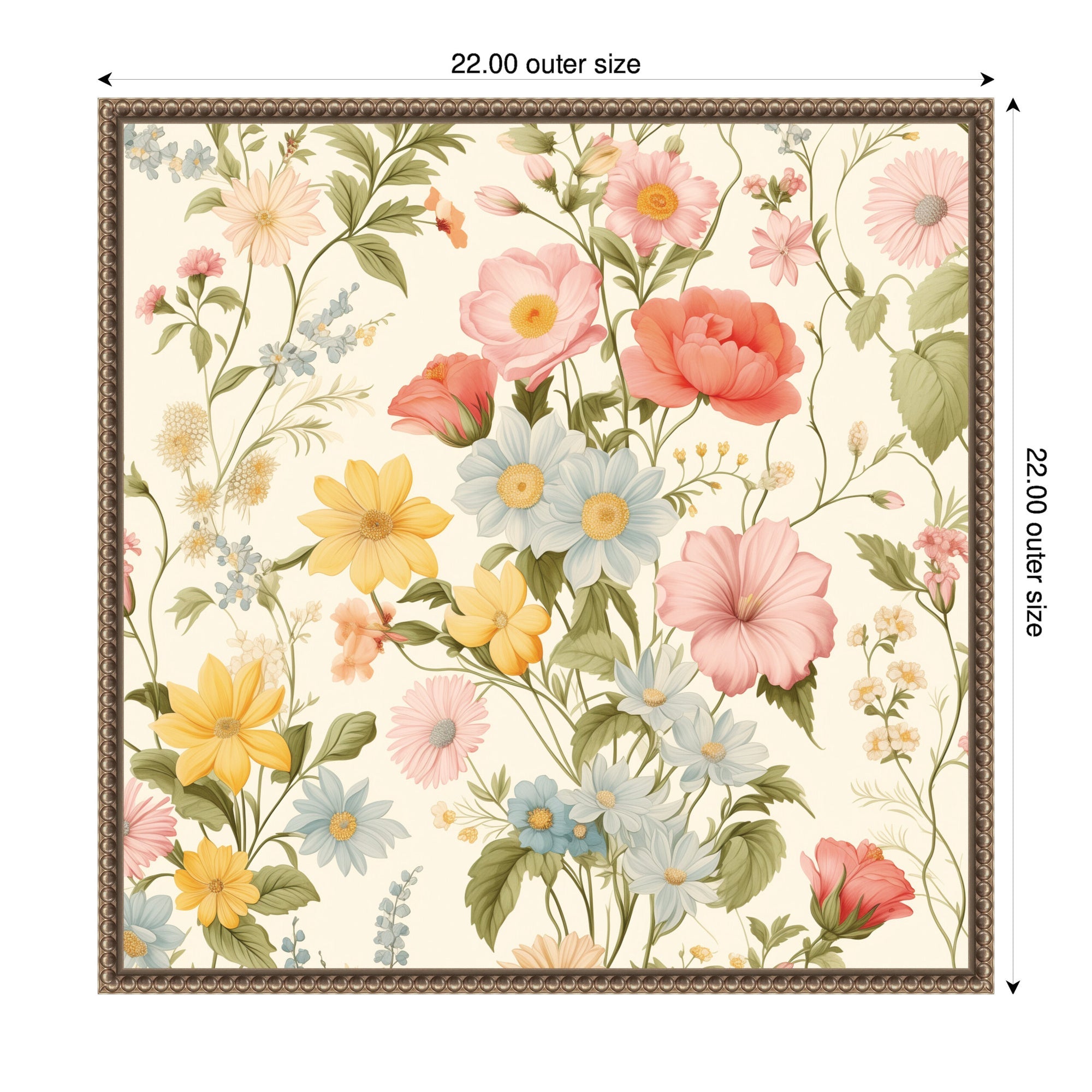 Cottage Core Vintage Summer Floral Pattern by The Creative Bunch Studio Framed Canvas Wall Art Print