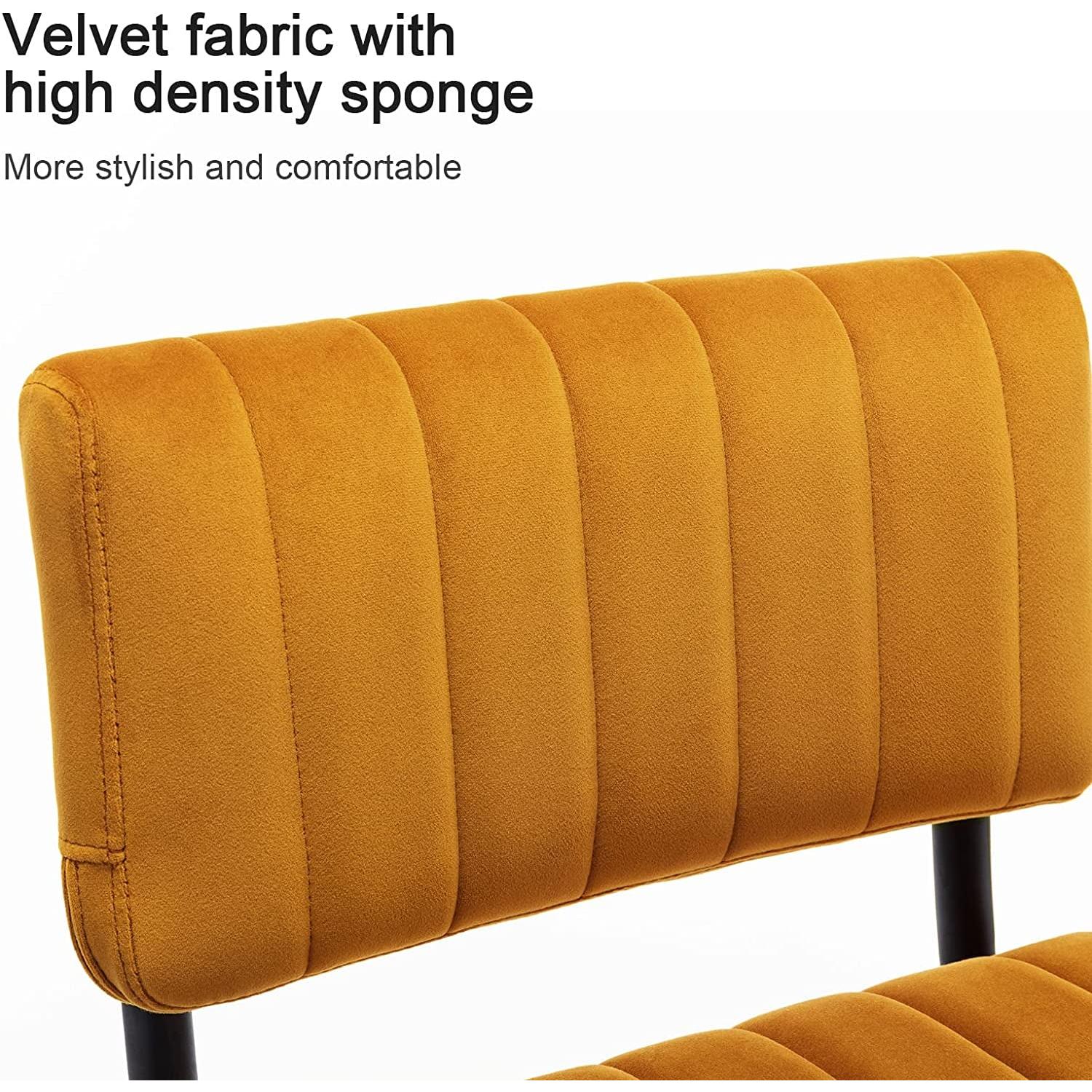 Velvet Bar Height Stools Orange Cantilever Set of 2