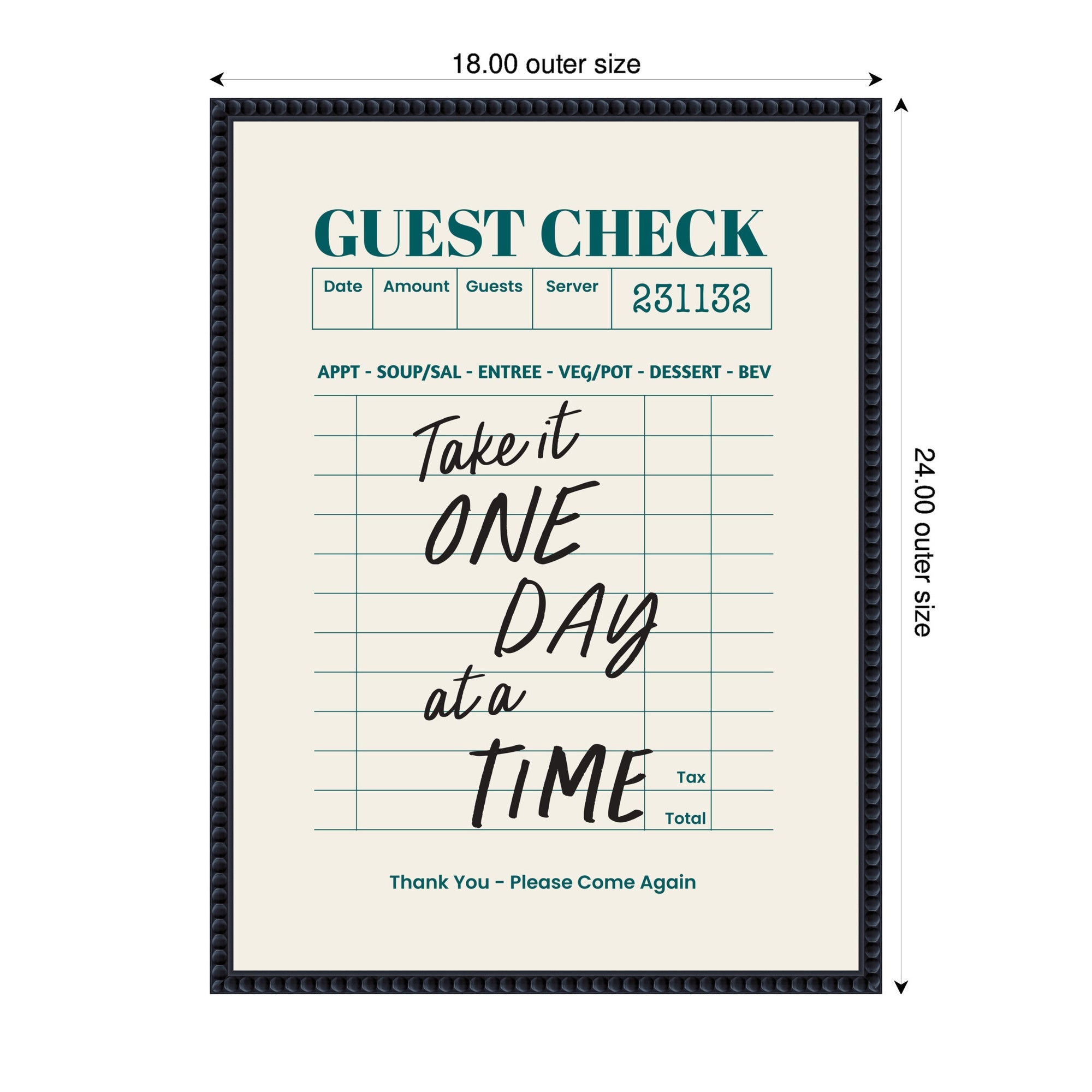 Guest Check One Day At A Time by The Creative Bunch Studio Framed Canvas Wall Art Print