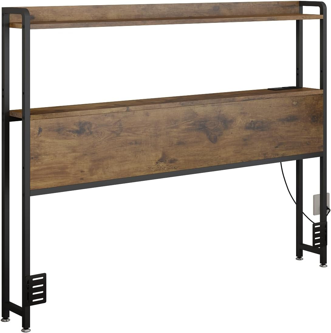 Adjustable Full Size Headboard with USB Ports and Storage