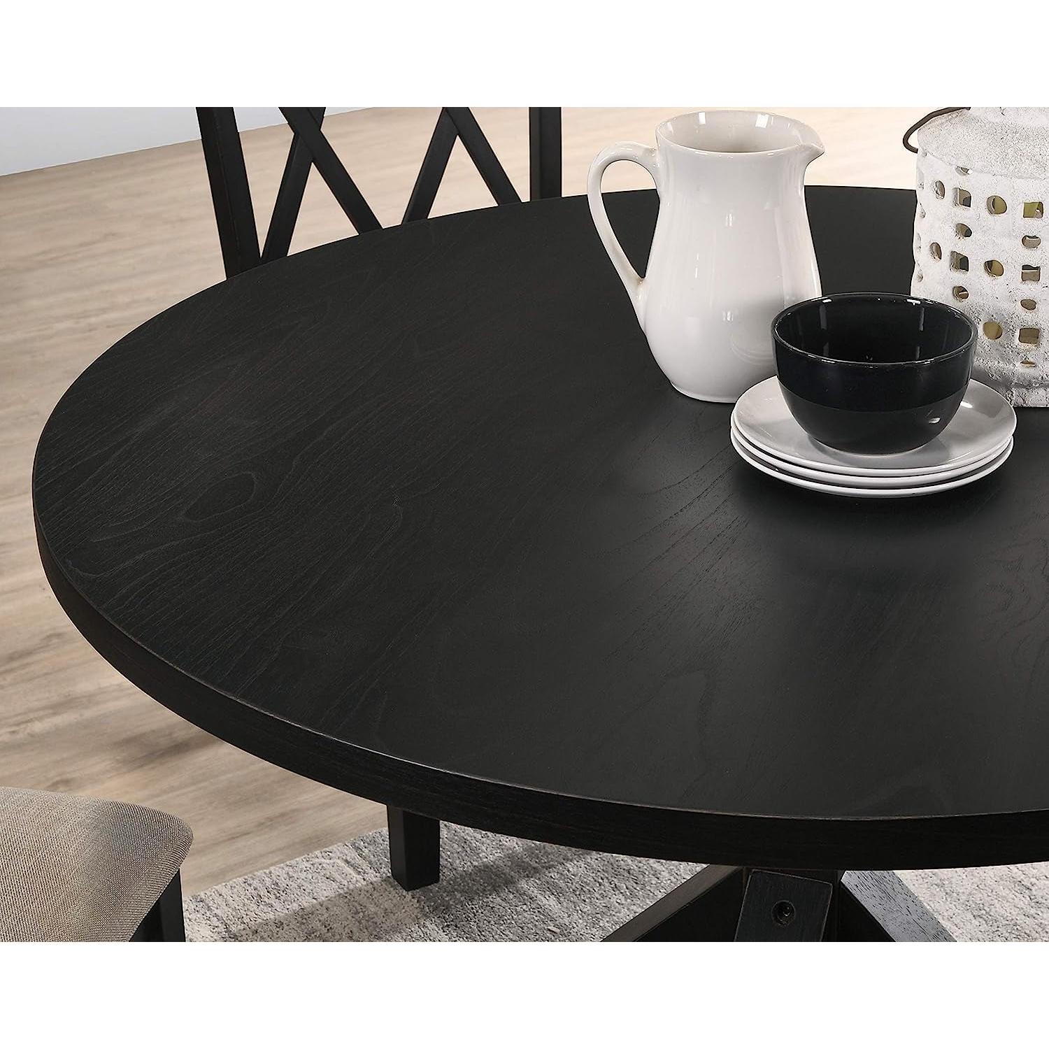 Black Oak Veneer Dining Table 48 Inch Square Cross Buck