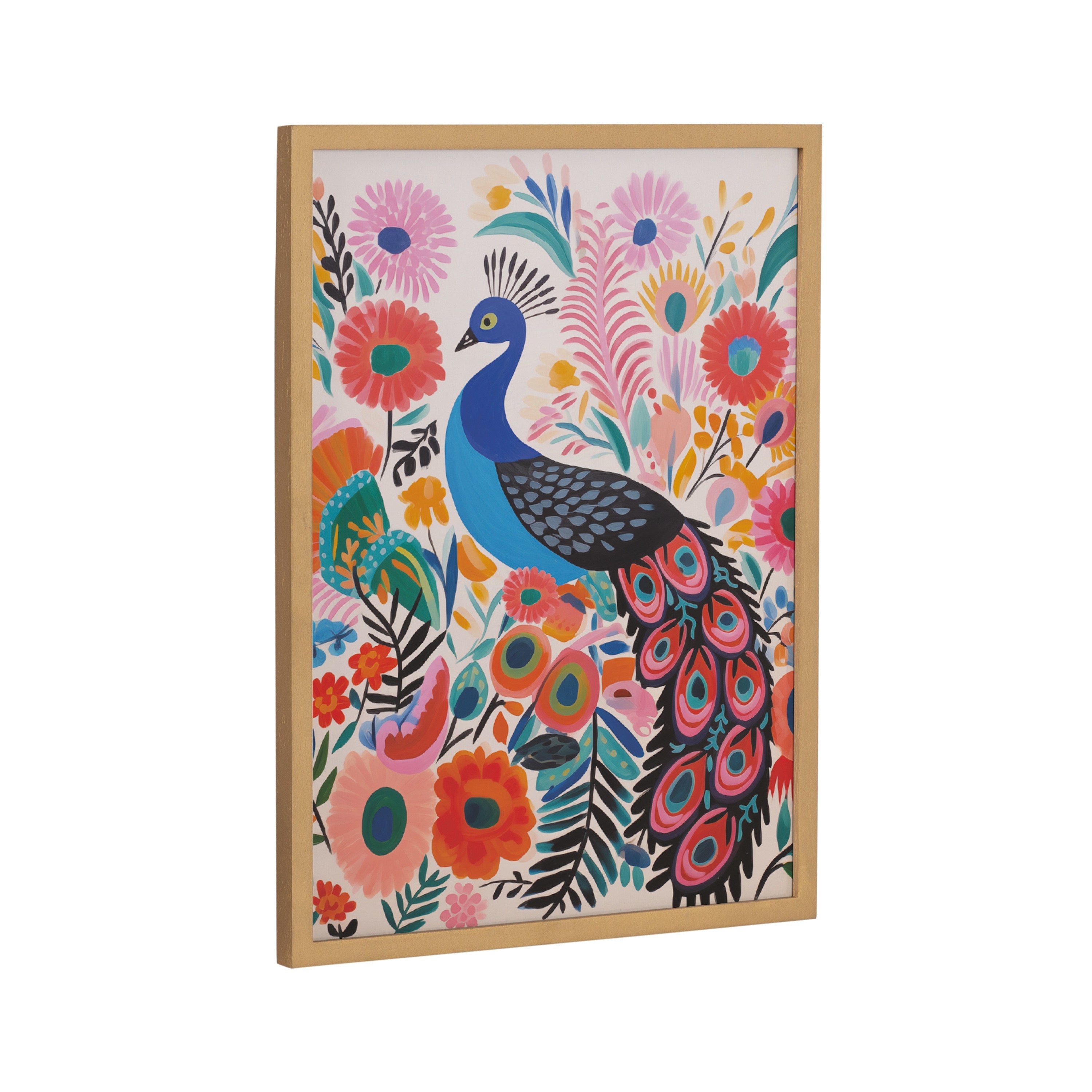 Gallery Bright Colorful Boho Peacock and Botanicals Print by The Creative Bunch Studio