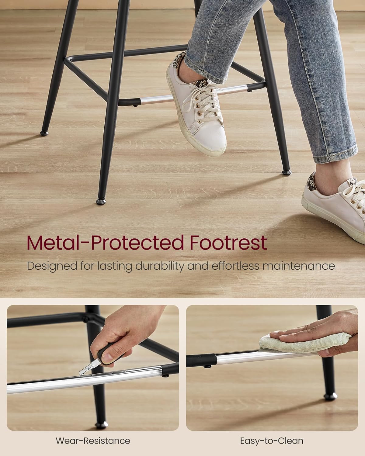 Bar Stool Set Of 2 Caramel Brown Ergonomic Backrest