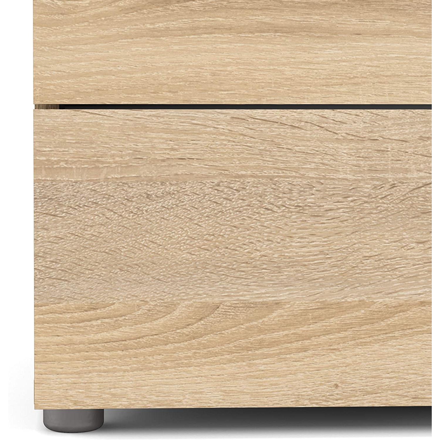 Oak Structure Four Drawer Chest With Silver Bar Handles