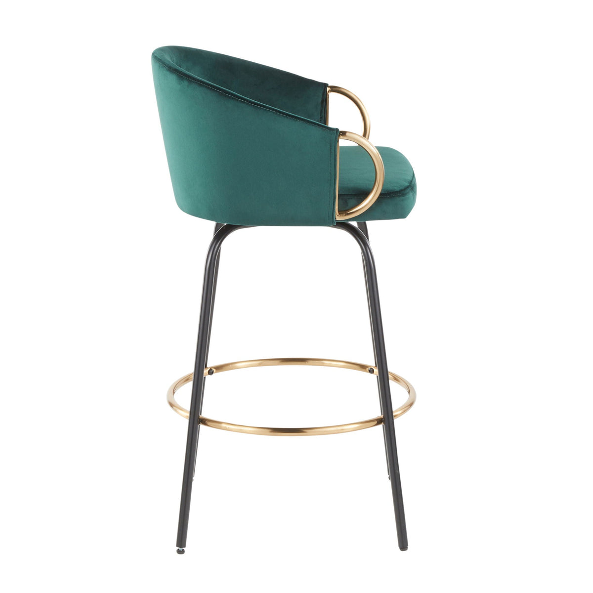 Contemporary Glam Counter Stool Set of 2 with Upholstered Seats – Light Blue, Dark Green, Beige, or Black
