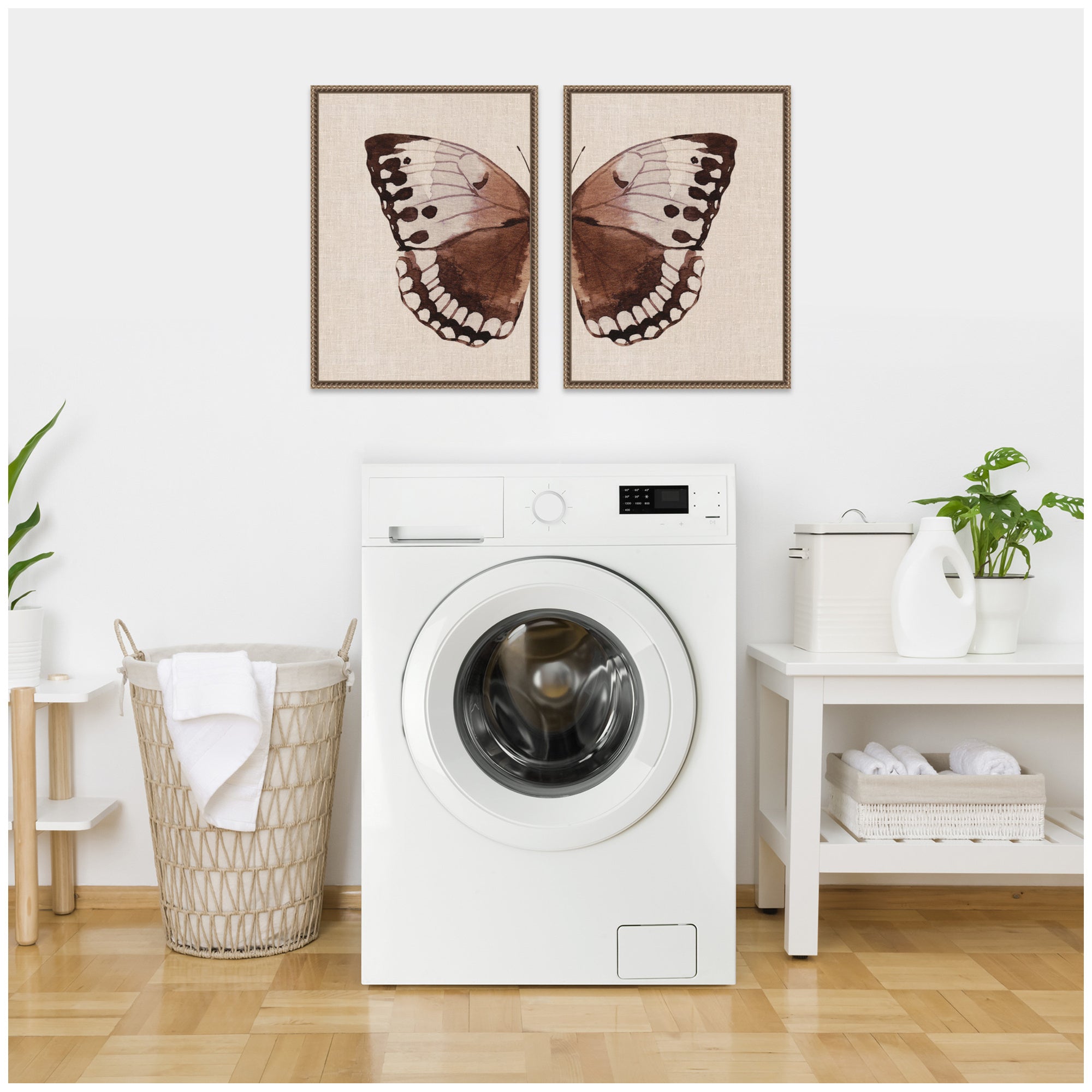 Sylvie Retro Butterfly Watercolor - 2 Piece Framed Canvas Art Set by The Creative Bunch Studio