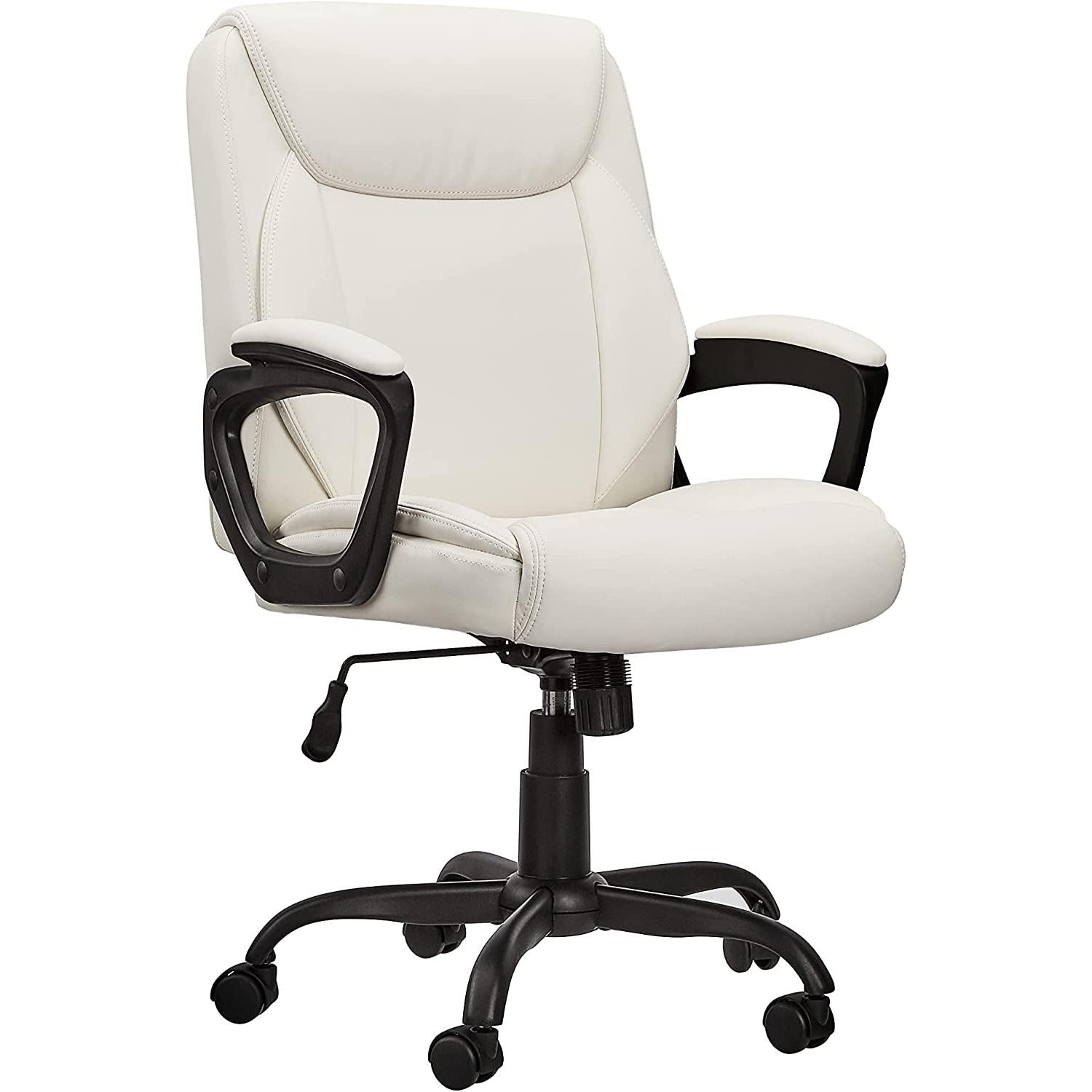 Cream Padded Office Chair Armrests Height Adjustable