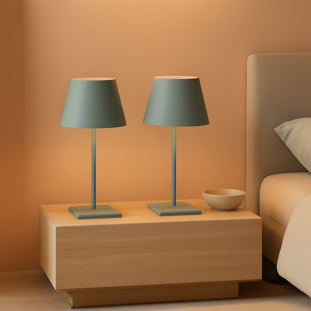 Two Pack Cordless LED Table Lamp 5000mAh Battery Portable Dimmable Green Desk Lamp With 3 Color Temperatures