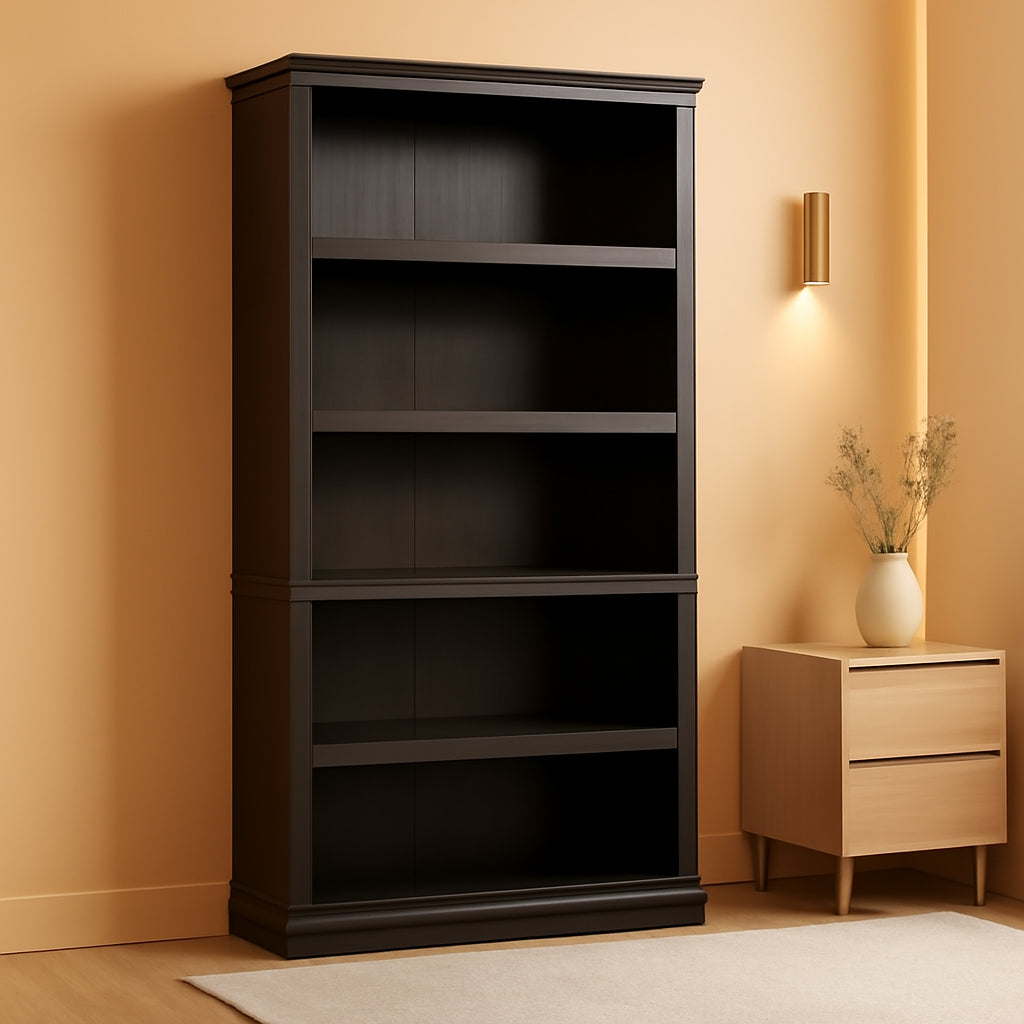 Estate Black 5 Shelf Bookcase 35.28 x 13.23 x 69.76 Inches