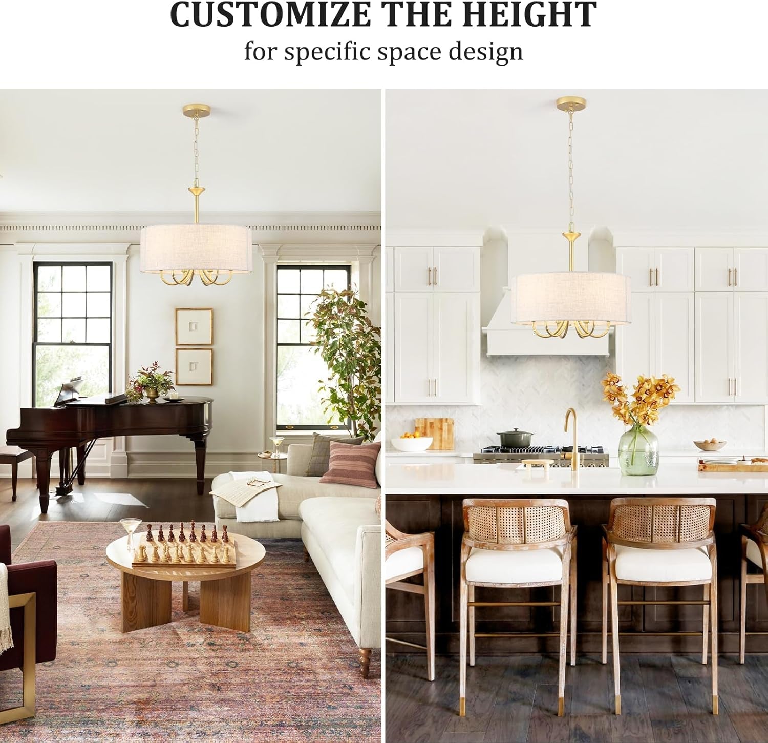 Gold Drum Chandelier 6 Light Metropolitan Farmhouse-1