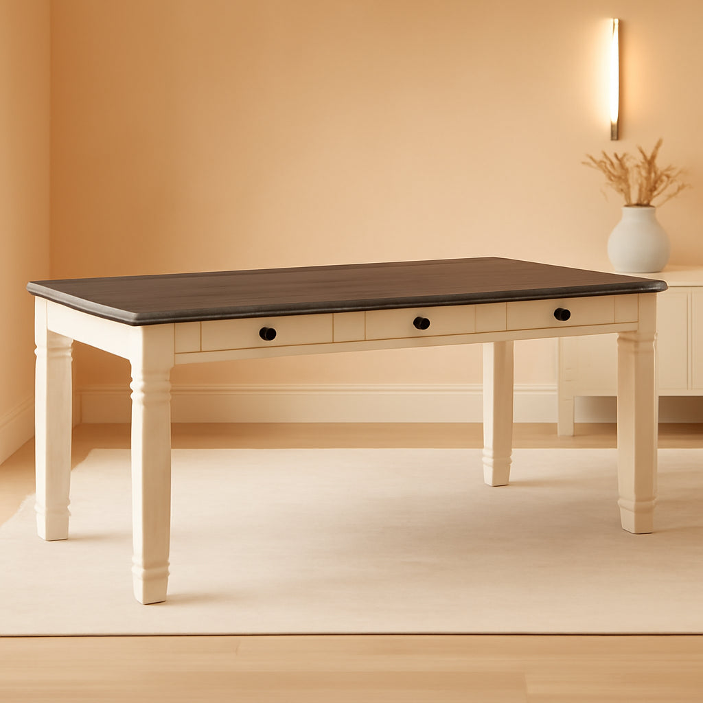 Bolanburg Farmhouse Dining Table Drawers Whitewash Seats 6