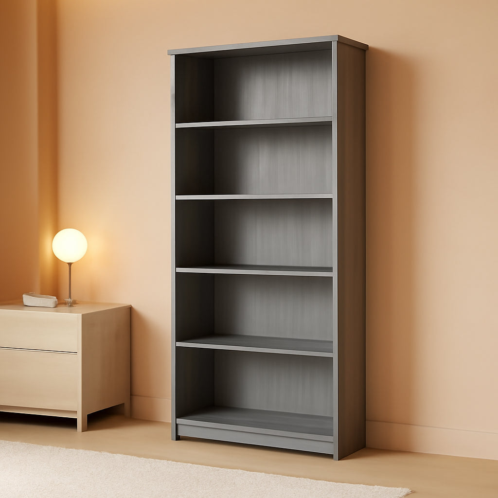 Bush Furniture Cabot Tall 5 Shelf Bookcase Modern Gray