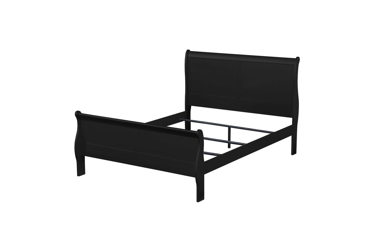 Louis Philippe Sleigh Style Bed with Classic Wood Construction - Multiple Colors