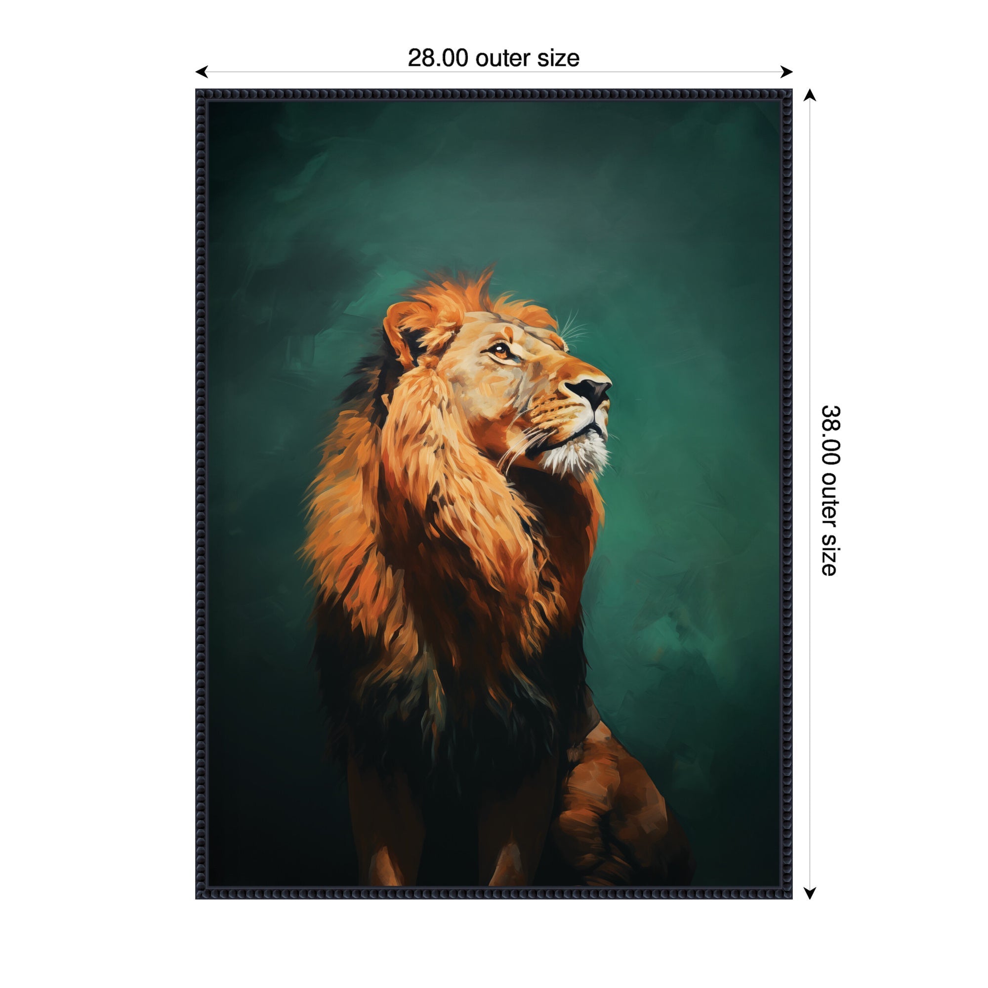 Twilight Turquoise Jade Lion by The Creative Bunch Studio Framed Canvas Wall Art Print