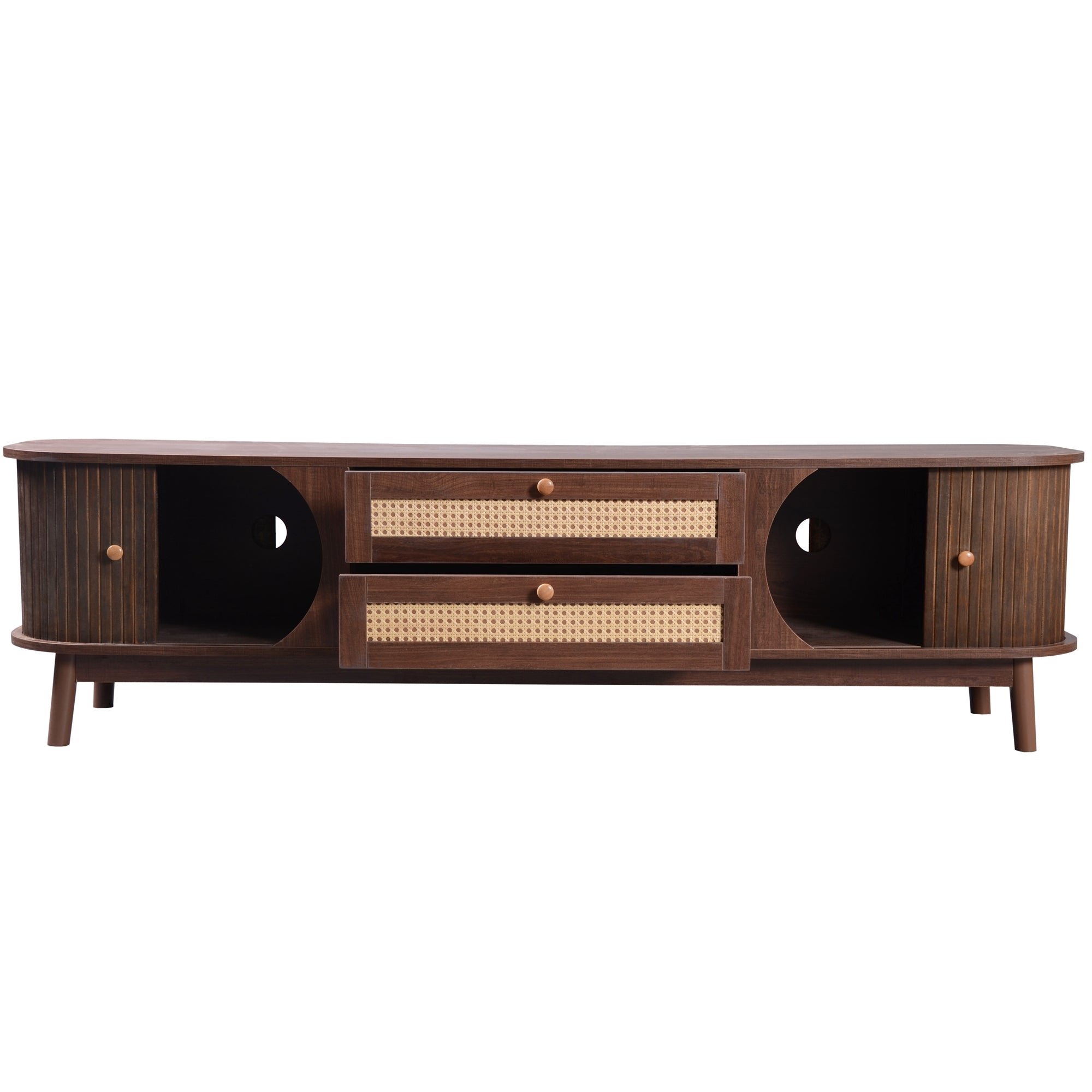 Modern Farmhouse Rattan TV Stand