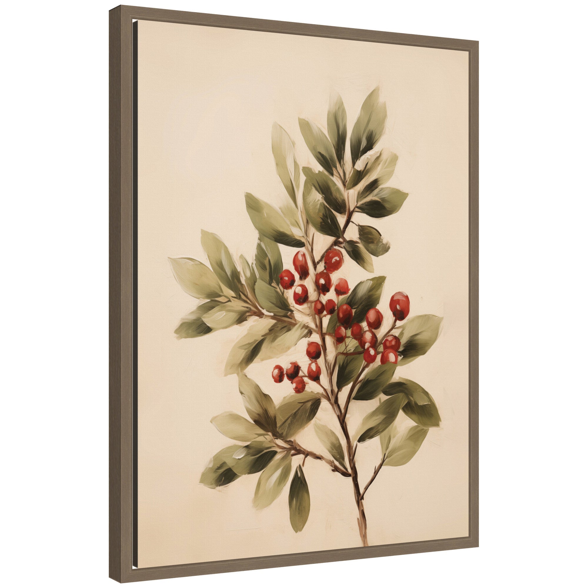 Sylvie Framed Canvas Red Berry Botanical by The Creative Bunch Studio