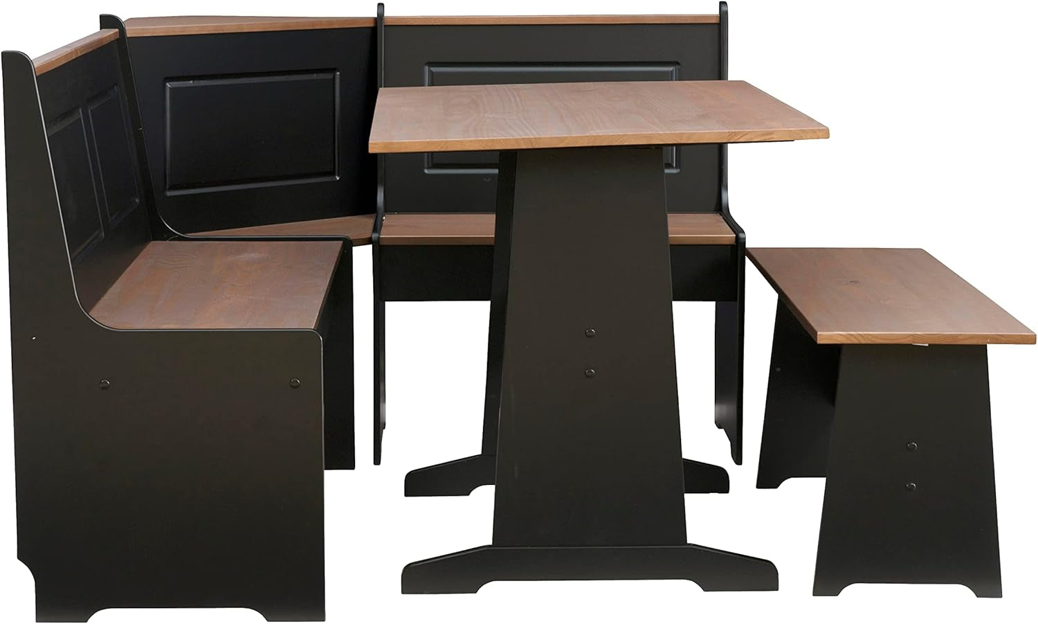 Black Pecan Five Seat Dining Set With Storage Benches
