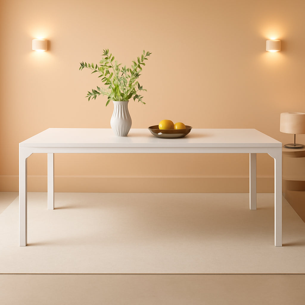 White 78-Inch Dining Table For 6-8, Rectangular Dining Room