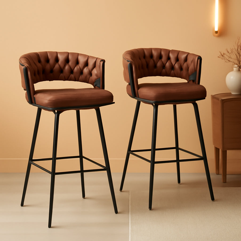 Elegant Swivel Bar Stools Set of Two 26 Inch