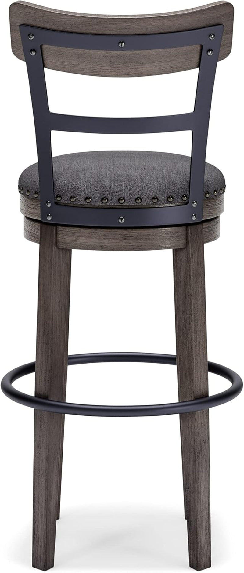 30 Inch Gray Upholstered Swivel Farmhouse Bar Stool