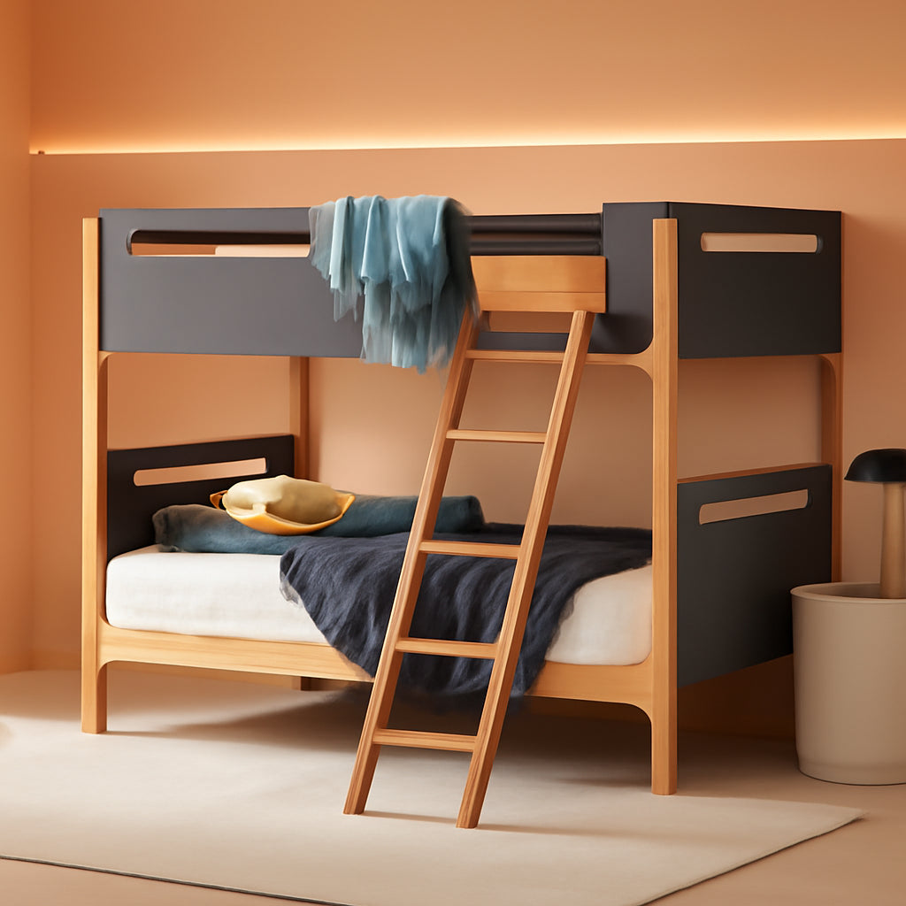 Bebble Twin Bunk Bed Charcoal Gray With Angled Ladder