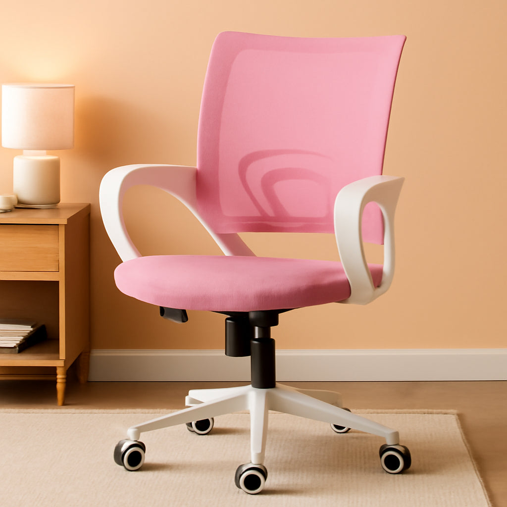 Ergonomic Pink Office Chair With Lumbar Support Mesh