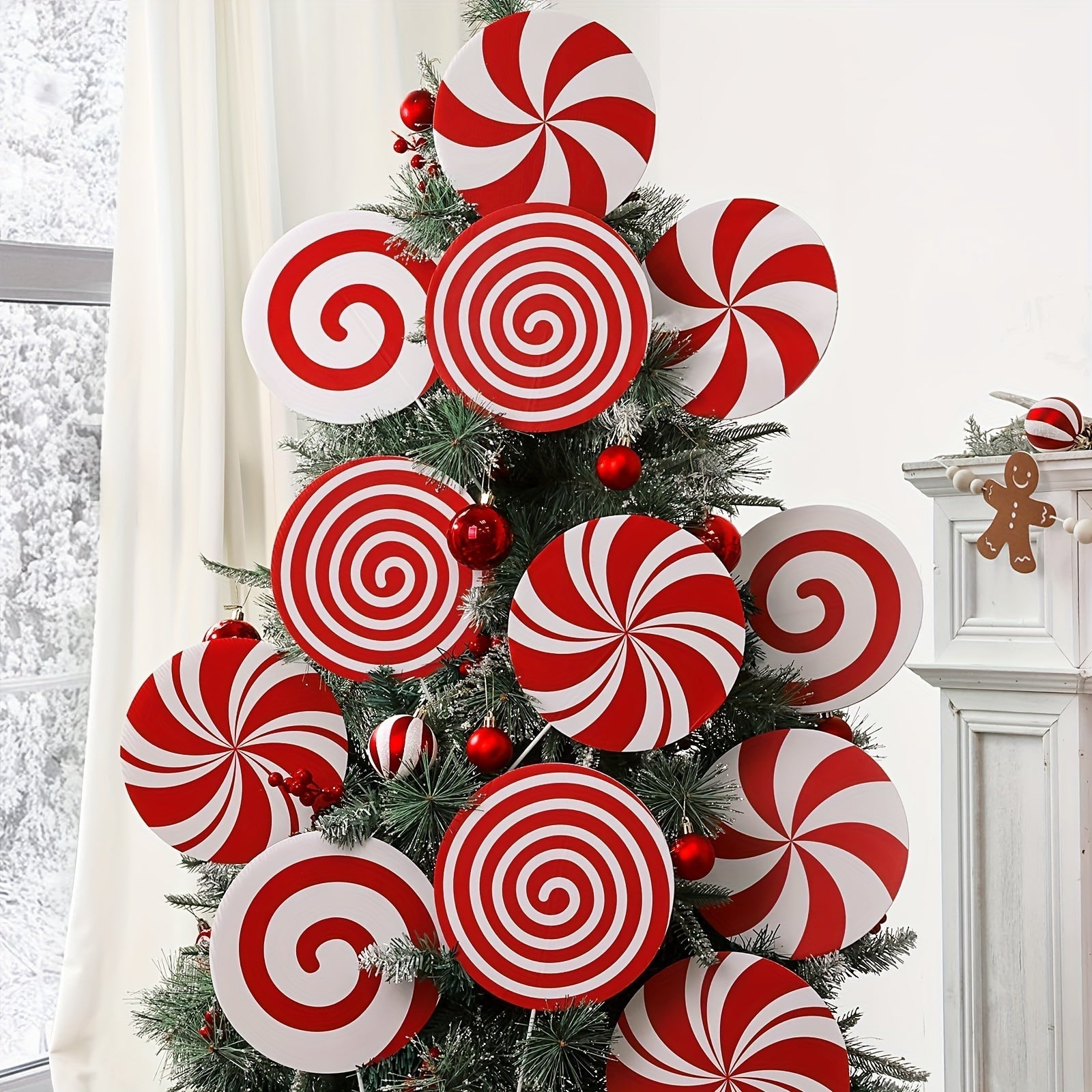 Candy Cane Swirls Christmas Tree Topper & Ornament Set-1