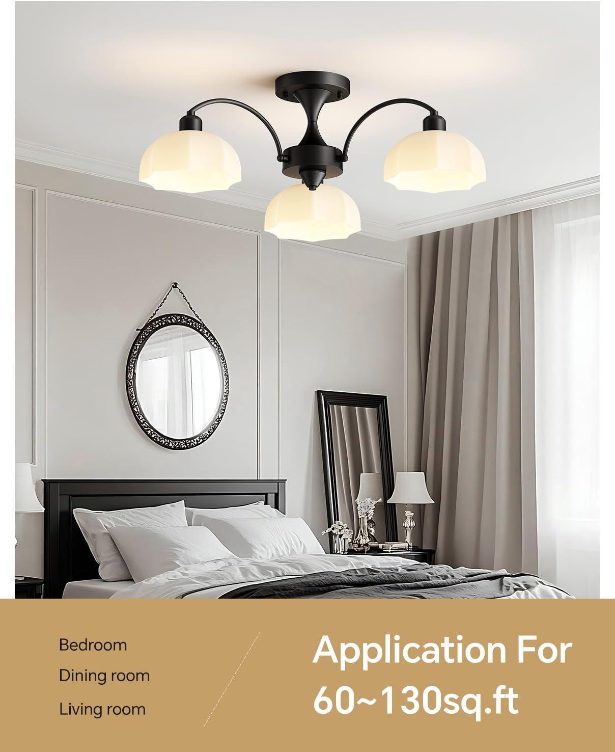 Milk Glass Sputnik Chandelier Adjustable Height Dimmable-4