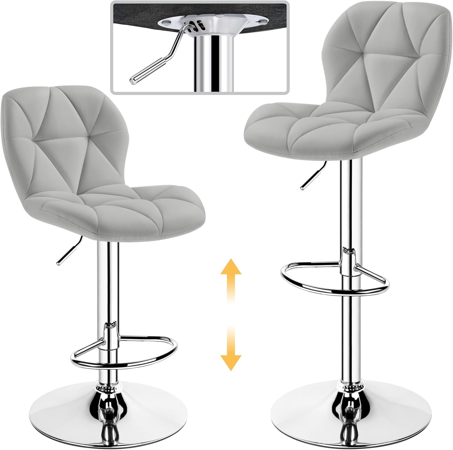 Elegant PU Leather Swivel Bar Stools Set of Four