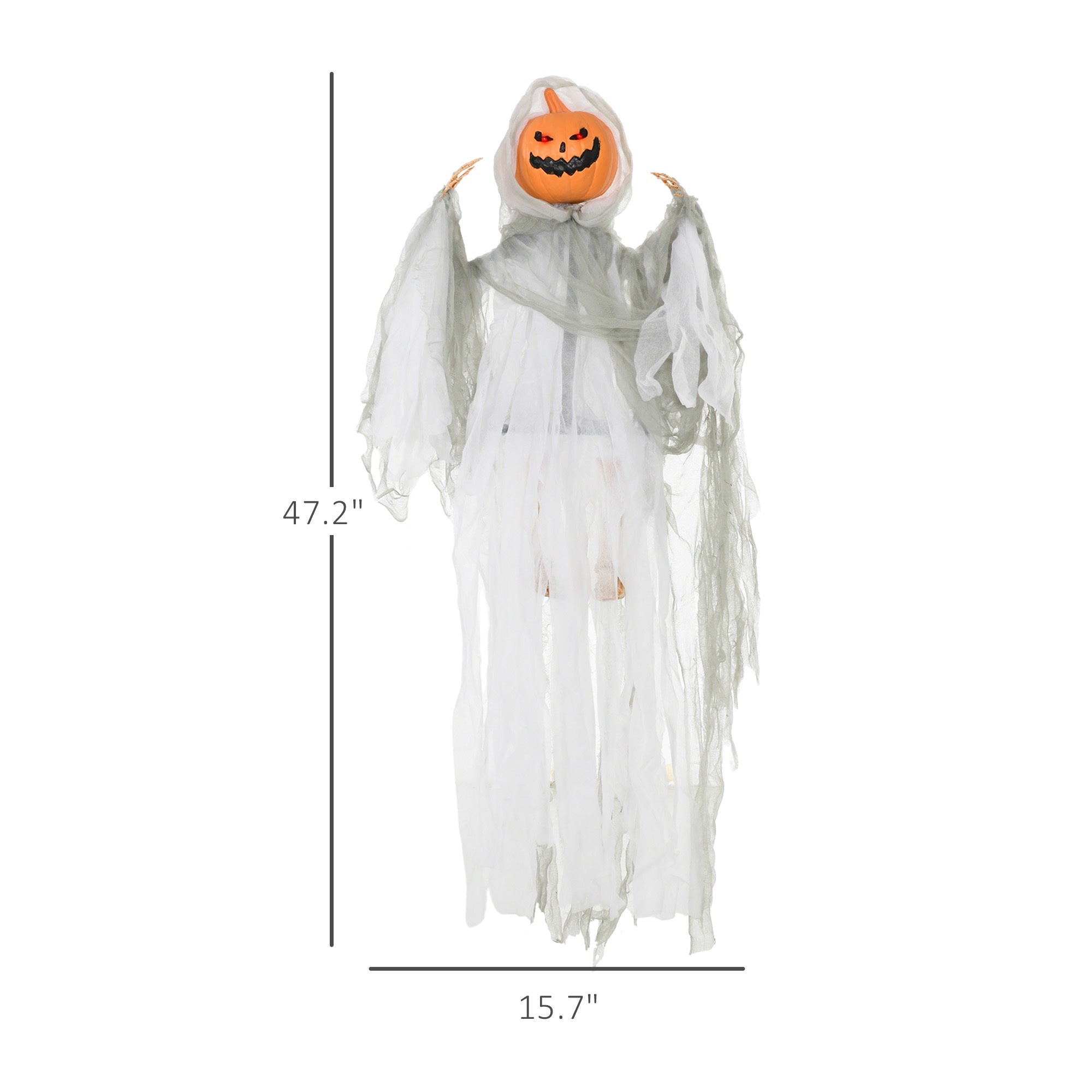 Outdoor Halloween Hanging Pumpkin Ghost with Light-Up Eyes and Sound
