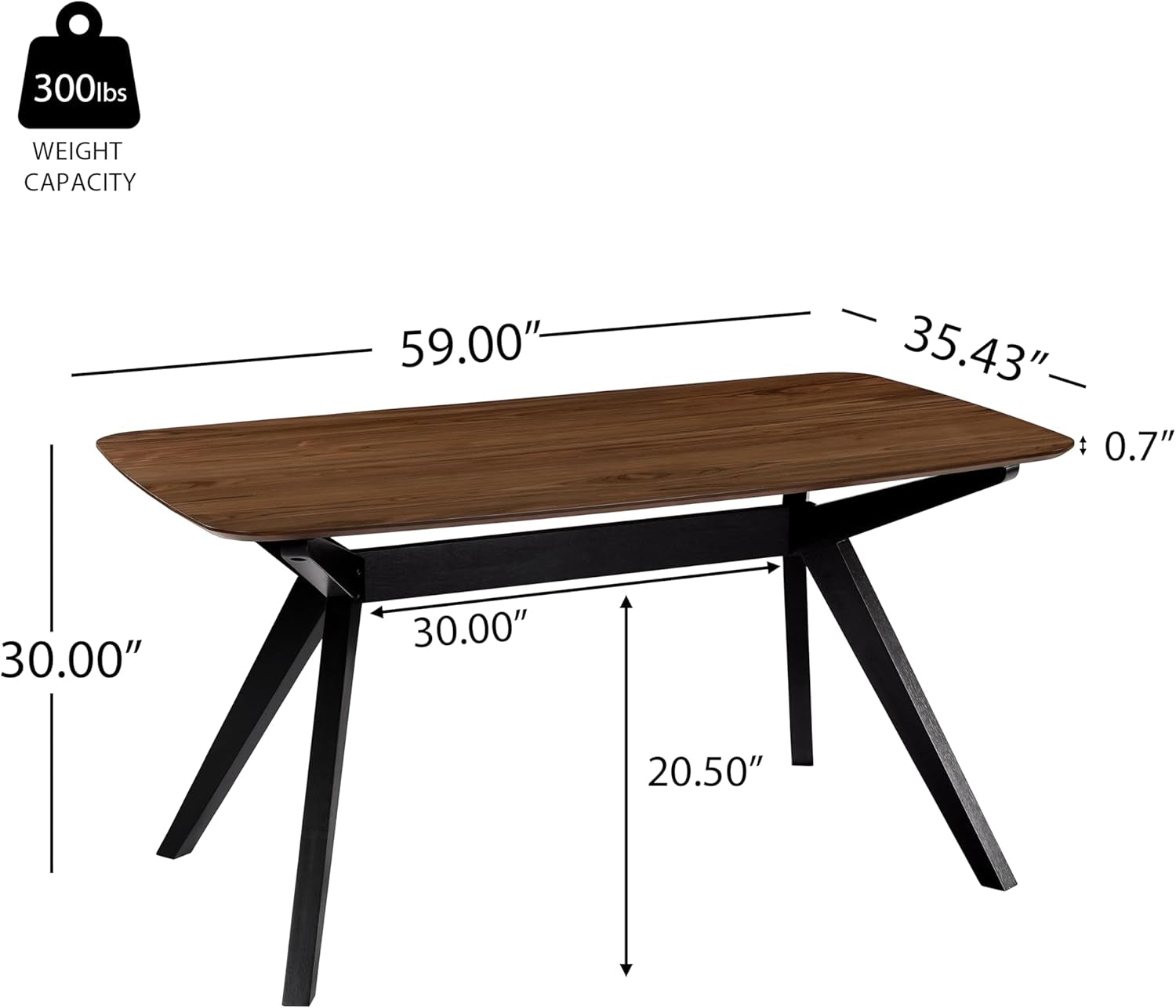 Arley Modern Dining Table For 4 Walnut Brown Solid Wood