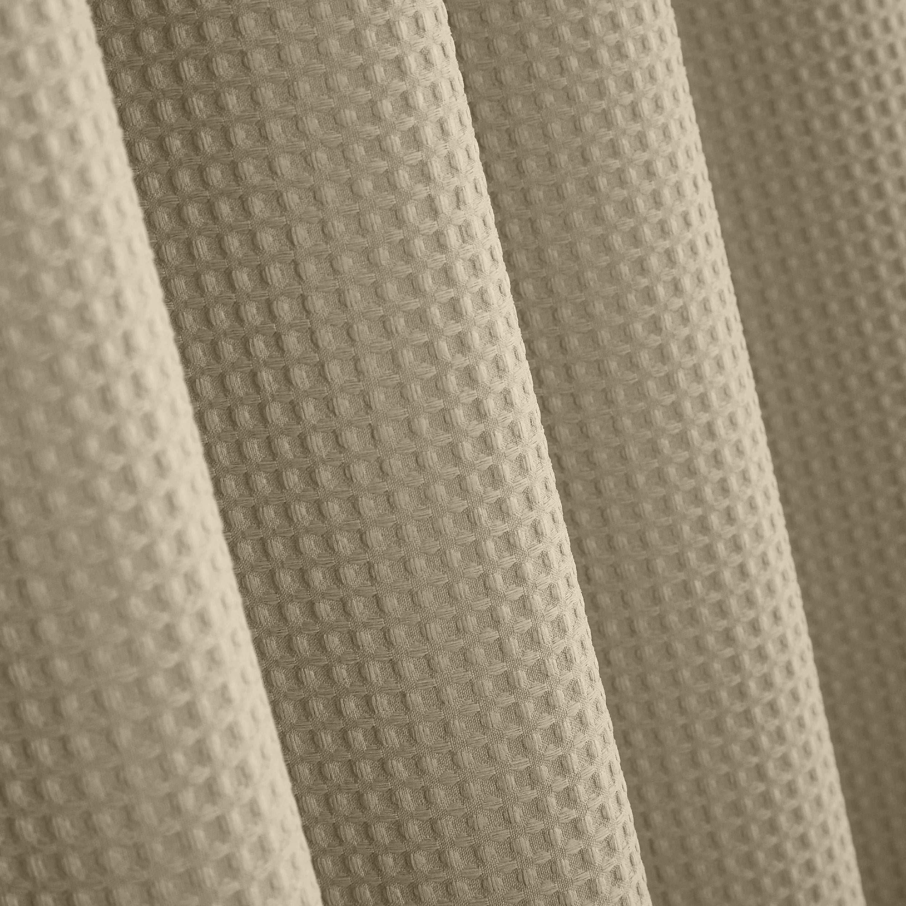 Beige Organic Cotton Waffle Shower Curtain | Neutral & Stylish | Mold Resistant | Quick Dry-1