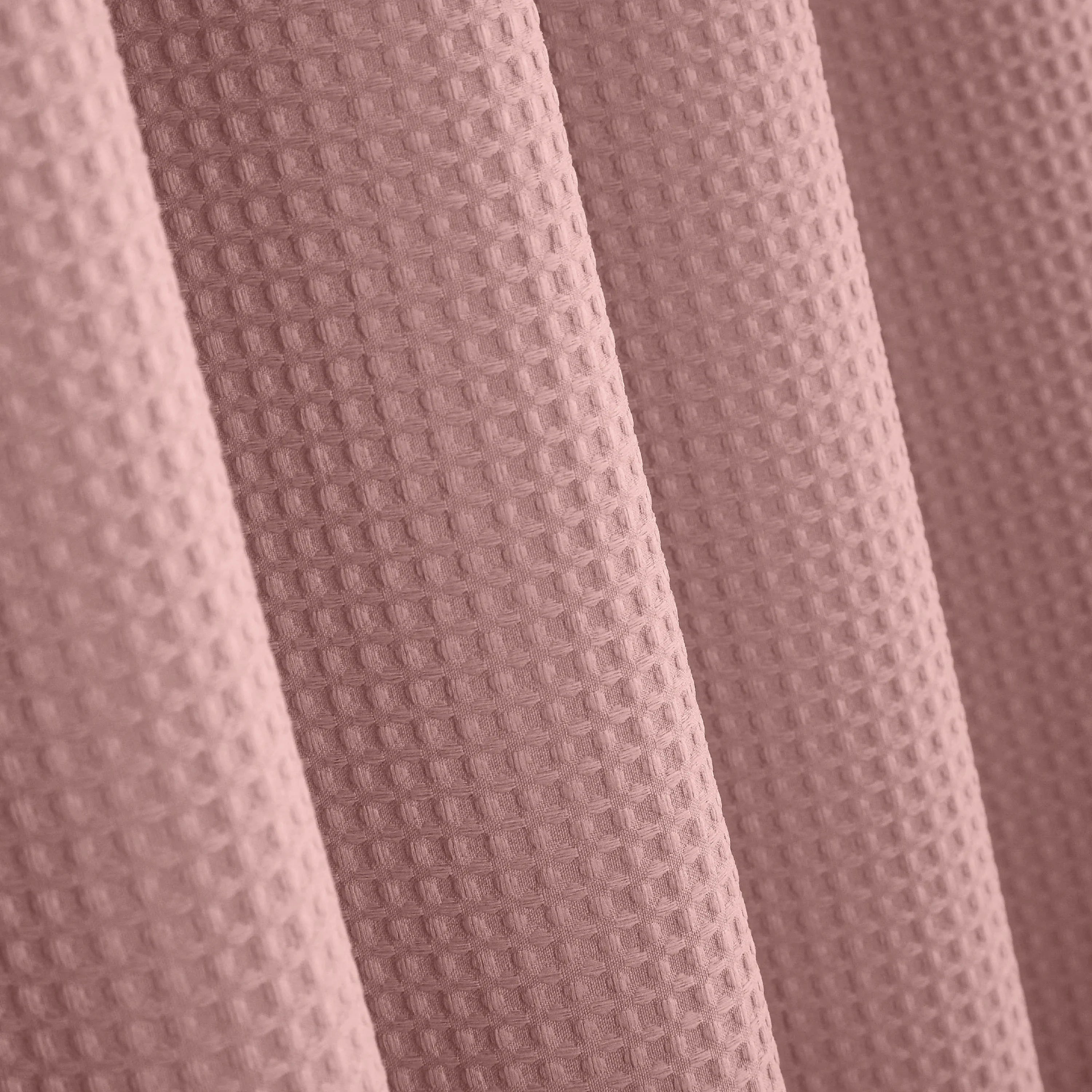 Dusty Pink Organic Cotton Waffle Shower Curtain | Mold Resistant | Quick Dry-1