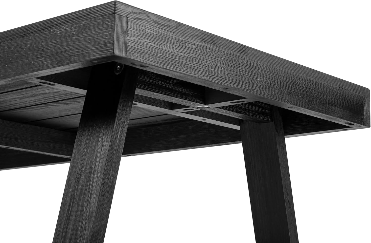 72 Inch Farmhouse Dining Table Solid Wood Black Wirebrush