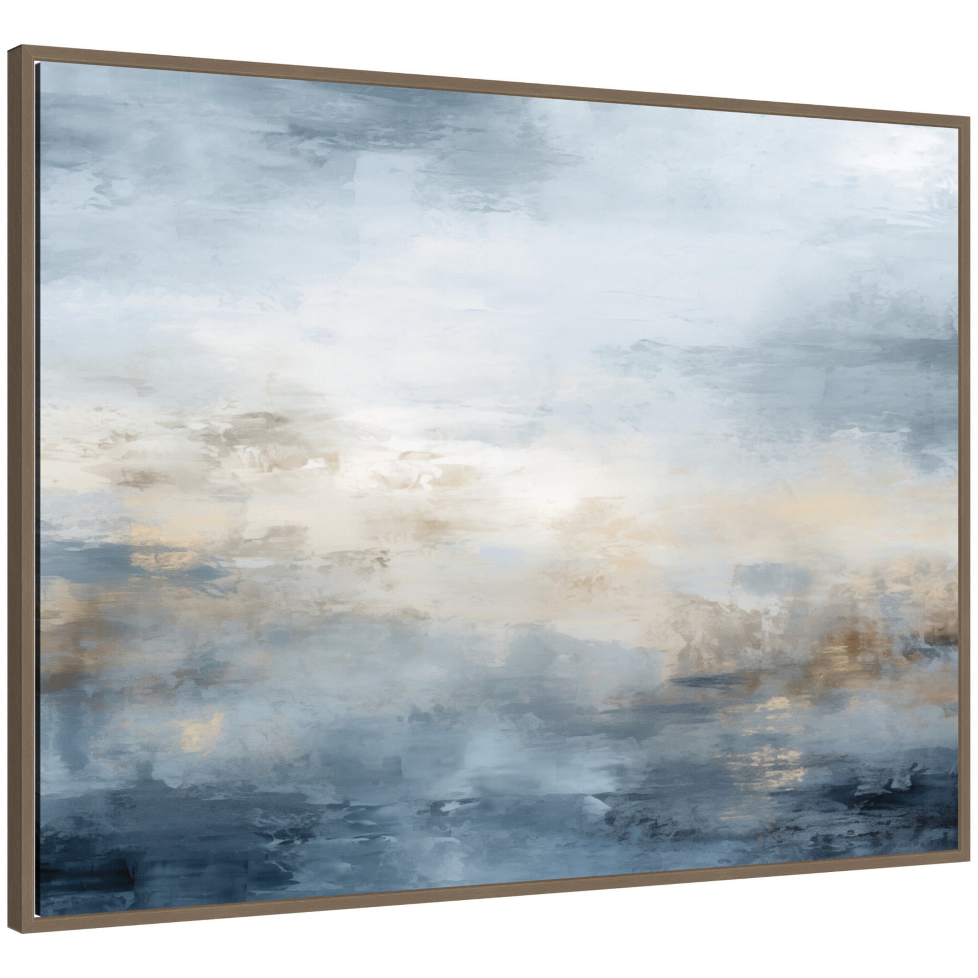 Sylvie Tonal Abstract Oceanic Nautical Serenity Blue Horizontal Framed Canvas by The Creative Bunch Studio